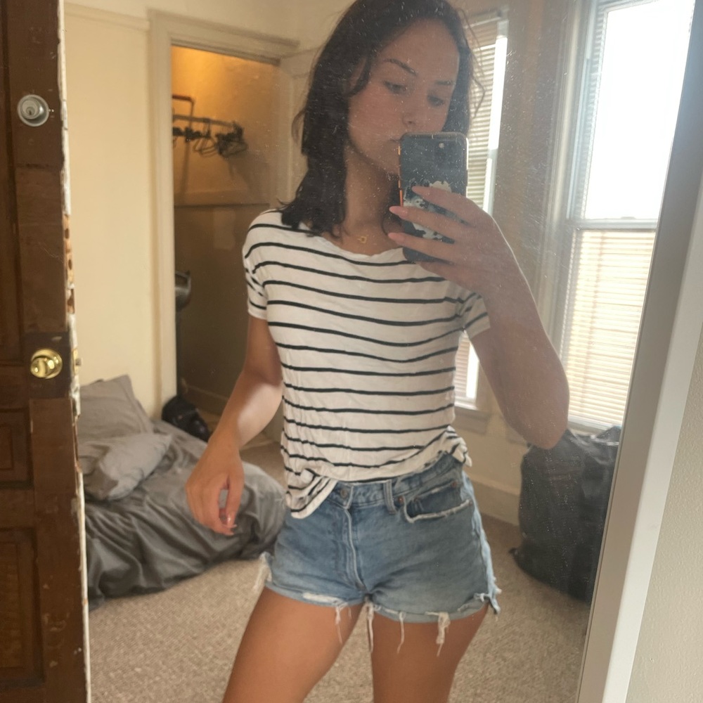 White and Black Striped T-shirt